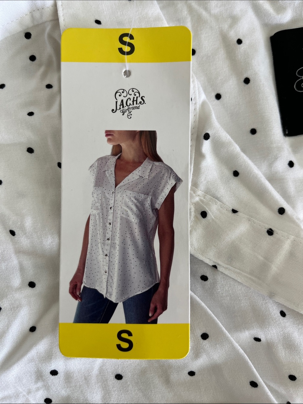 Jachs Polka Dot Sleeveless Button-Down Top - White & Black